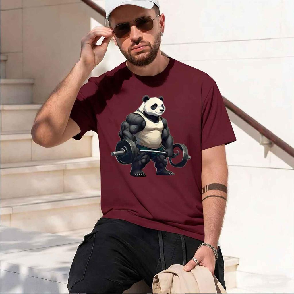 Kinda Fit Sorta Fat Gym Panda Weightlifting Out Fitness Tshirt Streetwear Grh T Shirts Unisex Clothing Harajuku 2026 New Model Unisex