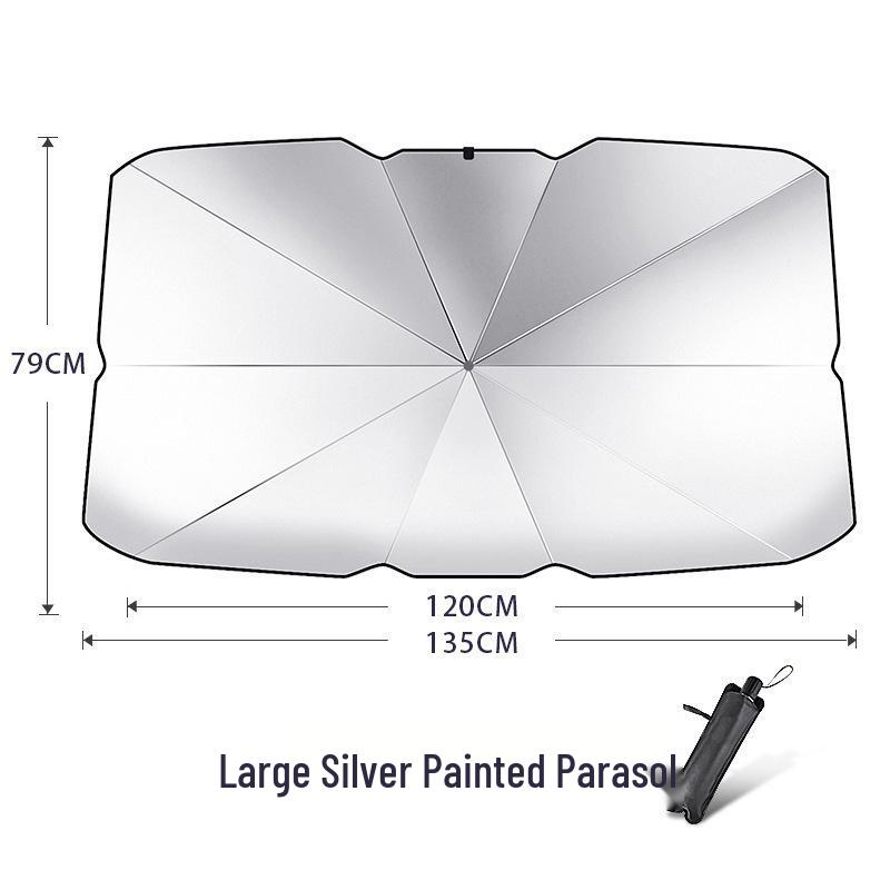 Umbrella-Style Retractable Windshield Sunshade for Car Heat Insulation