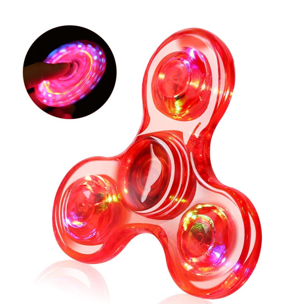 SCIONE Crystal LED Light Fidget Spinner for Kids,LED Light up Fidget Toy for Toddlers,Glow in The Dark Party Supplies Stress Relief for Children Adul