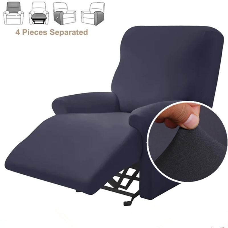 4Pcs/Set Solid Color Stretch Recliner Sofa Cover For Living Room Elastic Non Slip Armchair Covers All-Inclusive Couch Slipcovers