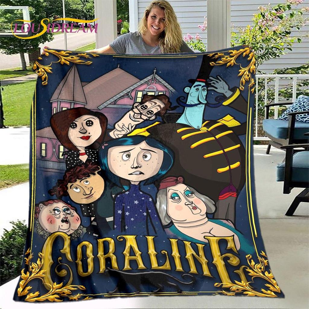 Coperta 3D Cartone Animato Coraline, Coperta in Flanella Coperta da Divano, Coperta Calda per Bambini per Casa Soggiorno Camera da Letto Letti Divano Ufficio