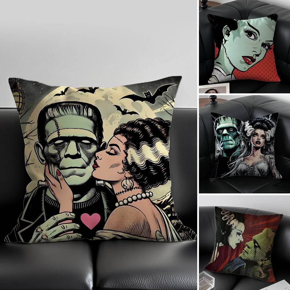 Horrible Bride of F-Frankenstein Pillow Case Anti-dustmite Invisible zipper Sofa Bed