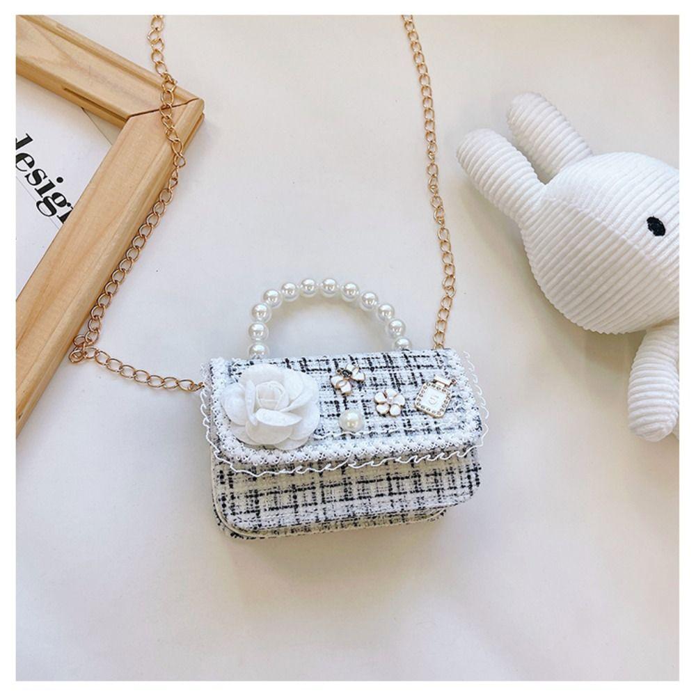 Mini Small Square Bag Flower Decoration Shoulder Bag Fashion Kid's Handbag  Girls
