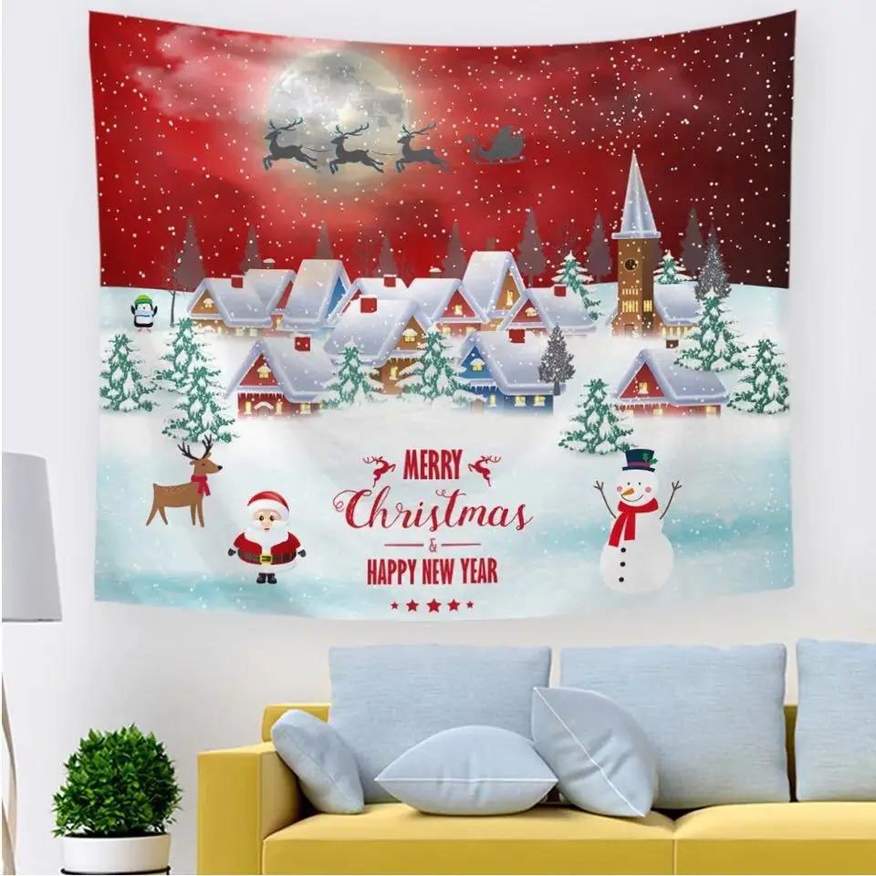 Christmas Snowy Landscape Home Living Room Bedroom Wall Decoration Tapestry