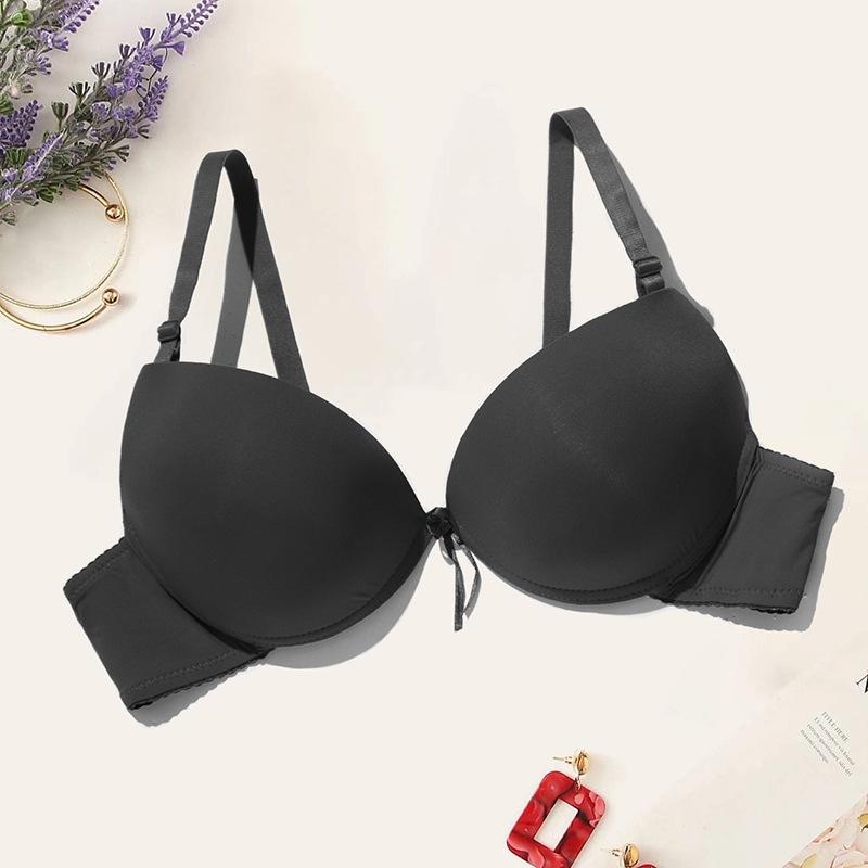 

Нижнее белье женское верхнее, тонкое, нижнее, толстое, треугольная чашка, маленькая грудь, удобная верхняя поддержка, новый глянцевый чехол для бюстгальтера 75B чёрный