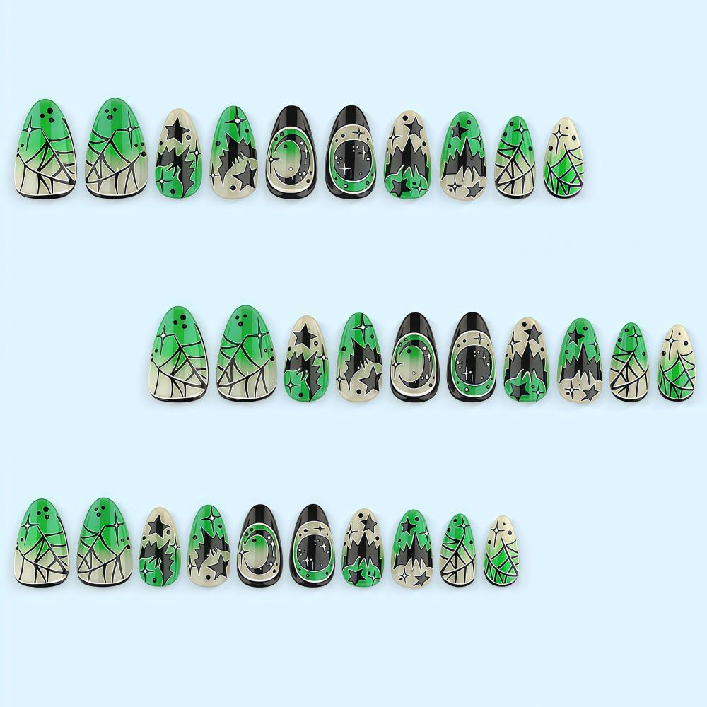 Spooky Halloween Spider Web & Bat Nail Art Kit - Short Almond Wearable Armor Nails
