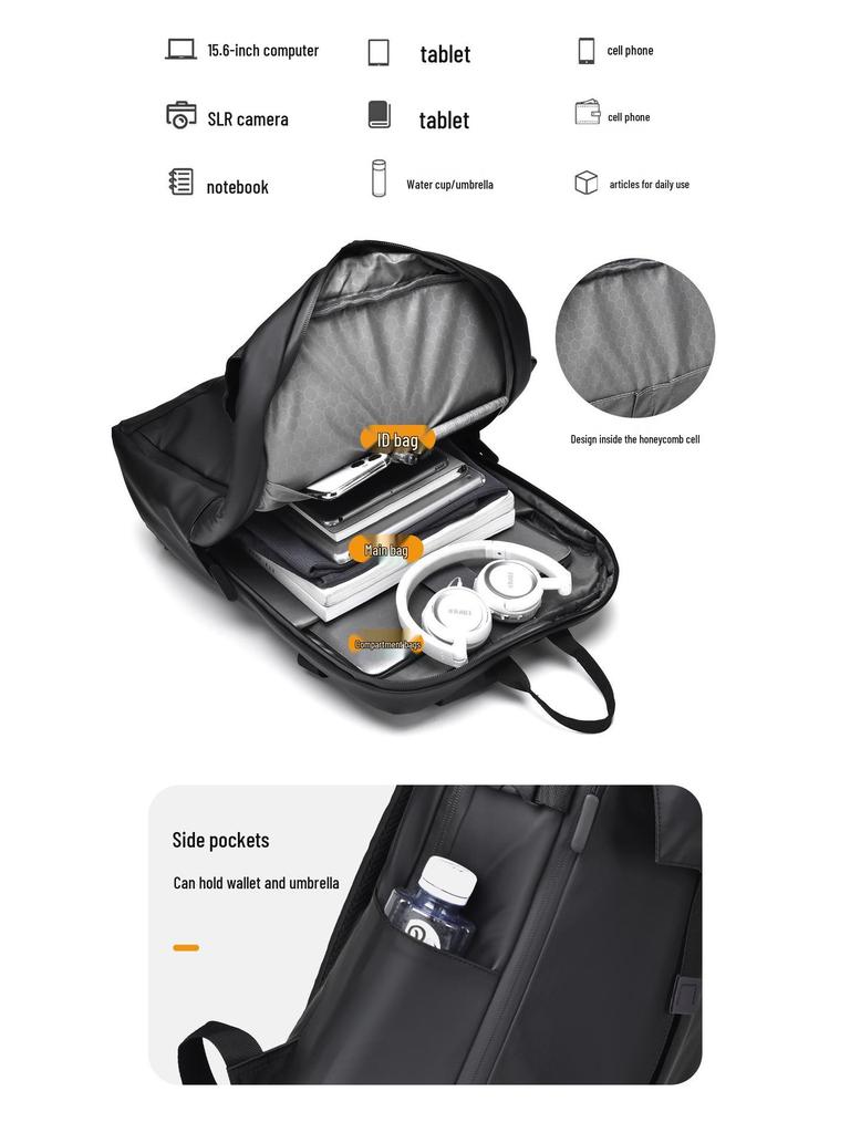 Men's Large Capacity Motorcycle & Travel Backpack with Helmet/Basketball Holder