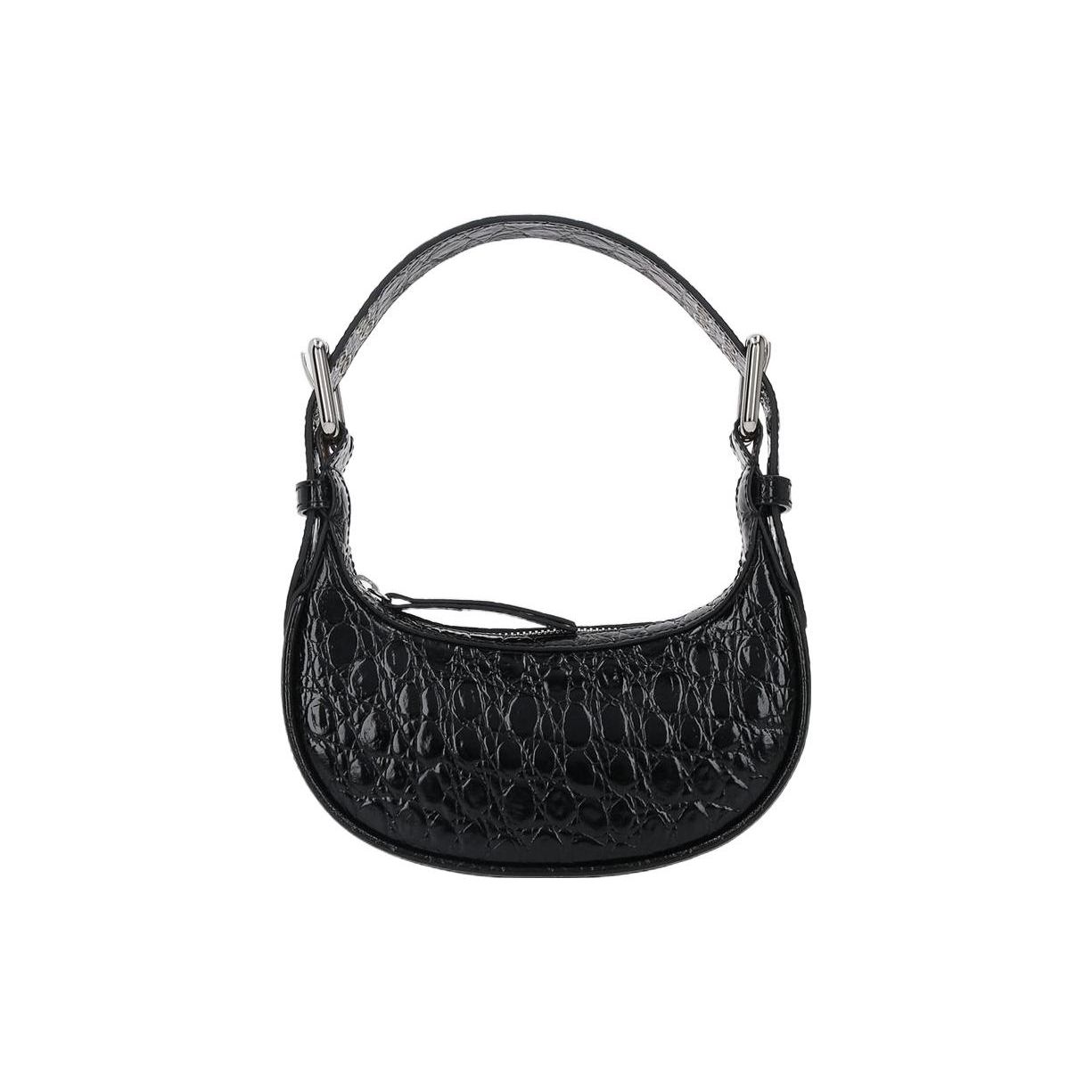 

By Far Soho Zipper Closure Crocodile Embossed Leather Mini Shoulder Crossbody Bag Women bags Black 22SSMNSSBLCCESMABL Basic Set (Bag+Dust Bag)