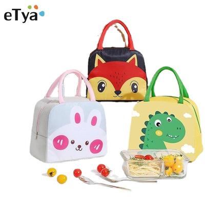 Schattige Cartoon Lunchtassen Waterdichte Geïsoleerde Vrouwen Kinderen Tote Thermische Lunchbox Koeltassen voor Picknick Voedsel Opslagcontainer
