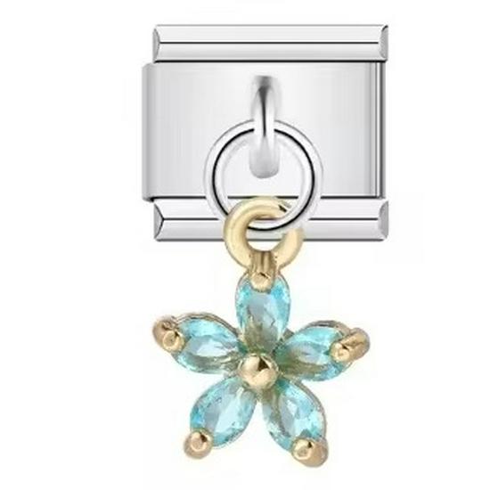 Five-Petal Flower Grass Pendant, Italian Charm, Stainless Steel Bracelet Jewelry