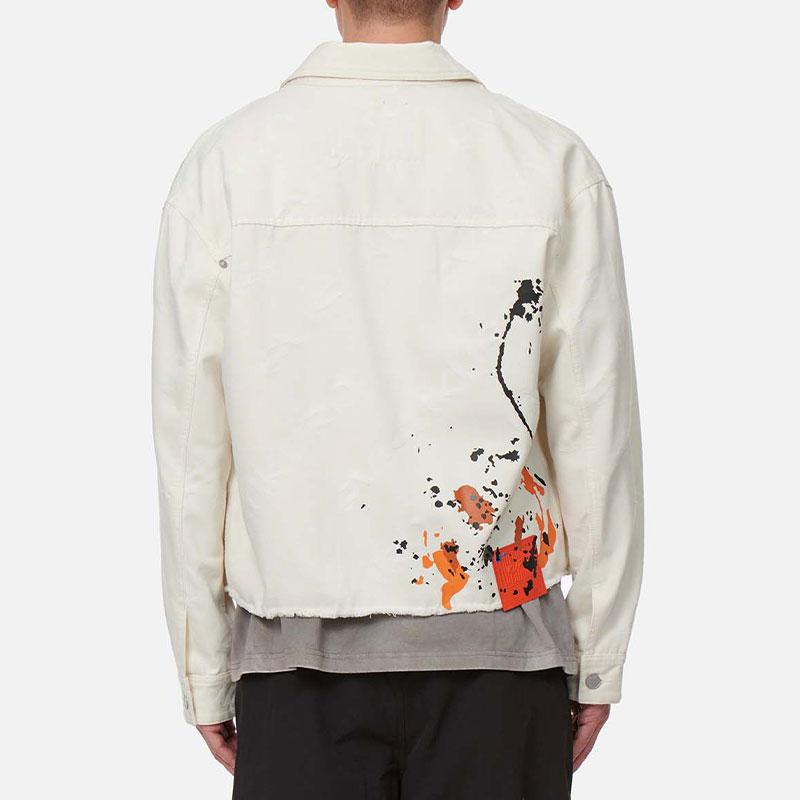 Evisu Kuro SS22 Frayed Hem Spray Paint Denim Jacket Autumn Men Jackets Off-White 2ESGNM2DJ751LFCP