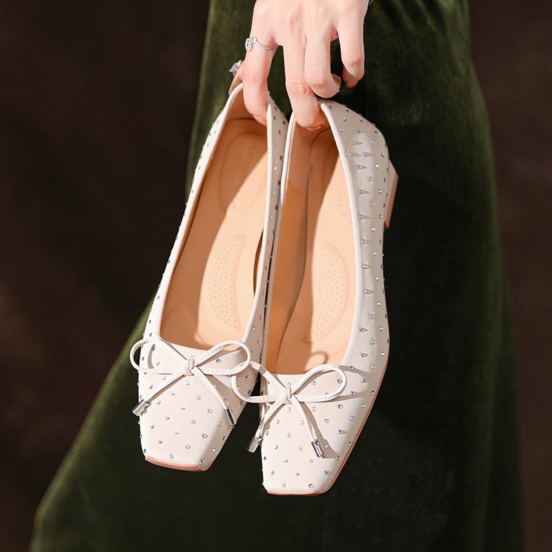 

Х туфли бабушки с бантом в горошек и ромбик женские ретро туфли Мэри Джейн с квадратным носком на низком каблуке одинарные туфли осень 39 абрикосовый