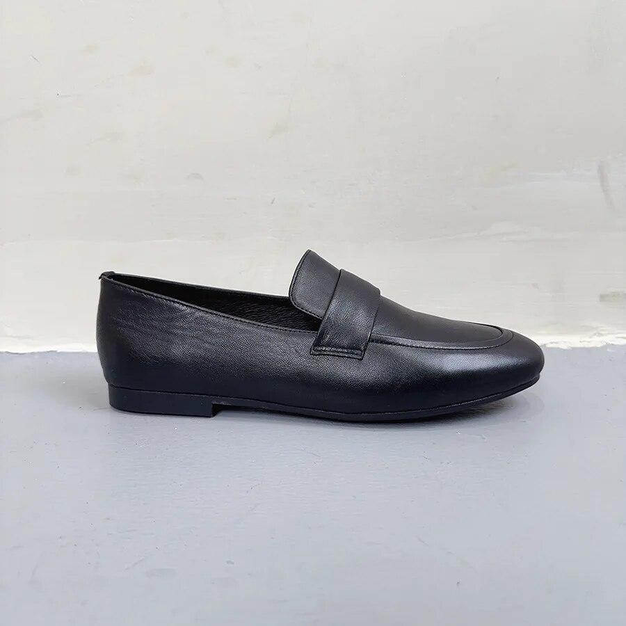 Johnature Kulaté špičky Ovčí kůže Jednobarevné Ploché boty Ležérní Pravá kůže Mokasíny Dámská obuv s měkkou podrážkou