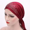 Dehnbarer Polyester Strass Beanie Kopftuch für Damen