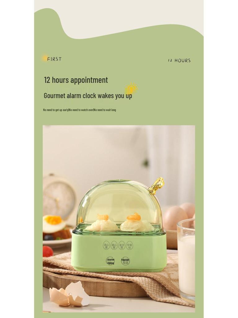 Automatic Mini Egg Steamer with Timer: Multifunctional, Anti-Dry, Perfect for Breakfast