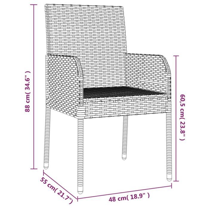 VidaXL Mobilier à dîner de jardin et coussins 5pcs Noir Résine tressée 3185145