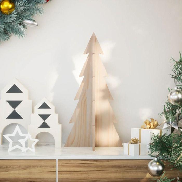 Sapin de Noël - vidaXL - 60 cm - Bois massif - Beige - Intérieur
