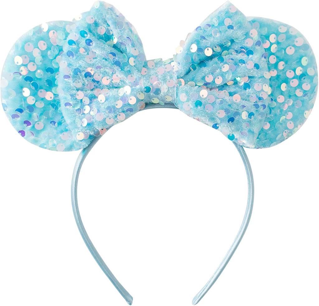 Cekinowa opaska z uszami myszki z brokatową kokardą Kostiumy cosplay Dekoracje na przyjęcie księżniczki dla dziewczynek kobiet