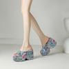 Krazing Pot Mules Polyurethane Spring Summer Size 43 Size 42 Summer Prints Skin Women Platform Women Peep Toe Slip On Sandals