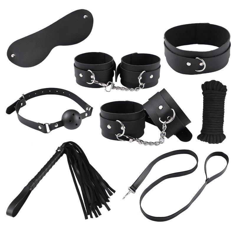 BDSM Adult Sex Toy Kits Sets for Sexy Games Bondage Mask Set Feather Handcuffs Ankle Cuff Restraints for Couple Sexual Game