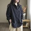 Japanese Tooling Shirt Women's Spring and Autumn Casual All-match Loose Solid Color Shirt Jacket
