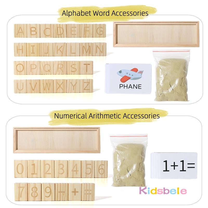 Montessori Imprinting Sand Toy Wooden Alphabet Number Mold Set For Stem Learning Fine Motor Skills Educational Gift For Toddlers