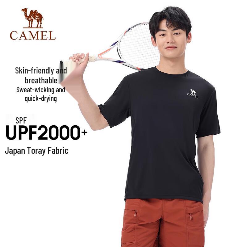 Camel Unisex Quick-Dry Round Neck Short Sleeve T-Shirt L