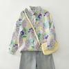 New Floral Print Cotton Long Sleeve Blouse Casual Loose Tops Tees Shirts for Plus Size Women Autumn
