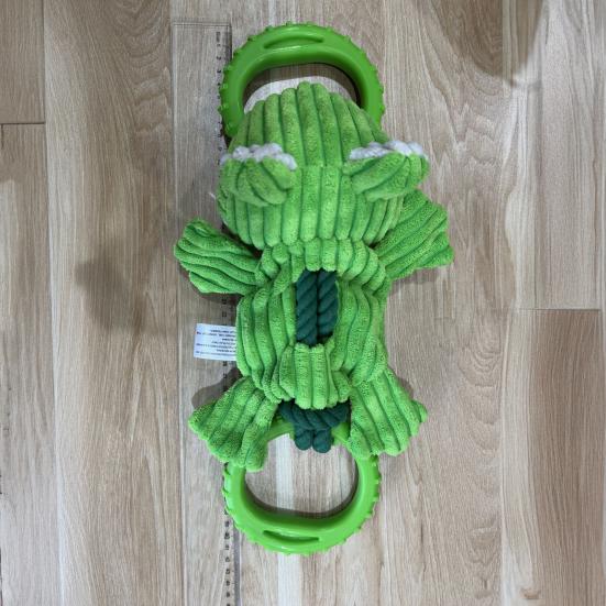 Tug of War Dog Toy Bite Resistant Tough Double Ring Plush Frog Dog Toy Boredom Relief Small Medium Dog Teething Cleaning Interactive Toy Pet Supplies
