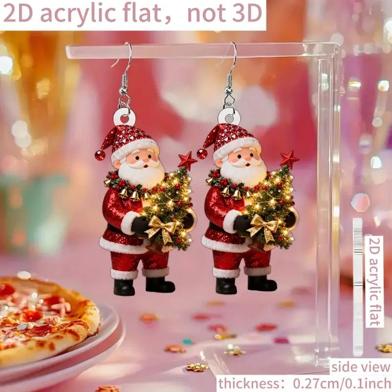 Cross-border new golden Santa earrings flat acrylic creative kind and happy Santa earrings