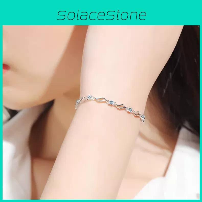 Blue Ocean Geometric Bracelet Women Jewelry Copper Decoration Gifts Fashion