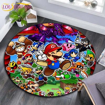Cartoon Mario Bros Round Carpet for Living Room Rugs Girls Cosmetics Area Rug Doormat Bedroom Carpet Mat for Children Girls