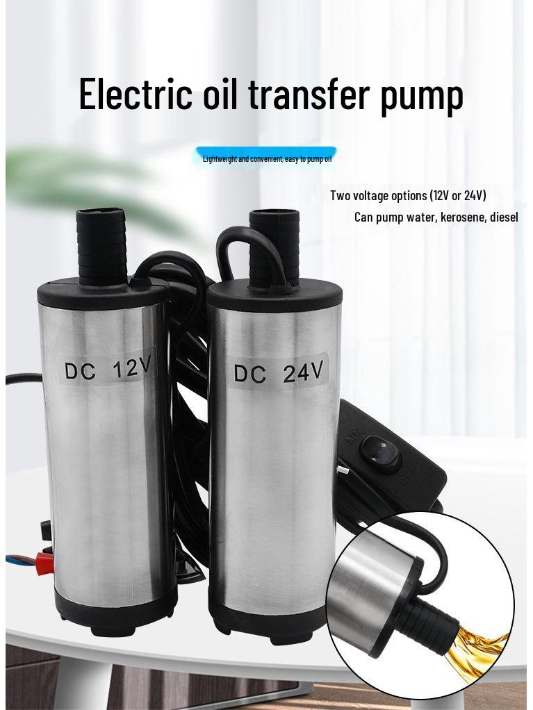Electric 12V/24V DC Submersible Oil & Water Transfer Pump, 51mm Diesel Extraction Pump