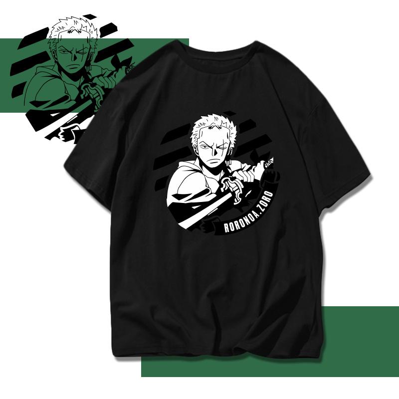

Hot Sale One Piece Anime Luffy Zoro 100 Cotton TShirt Casual Oversized Short Sleeve Tees for Unisex Women M