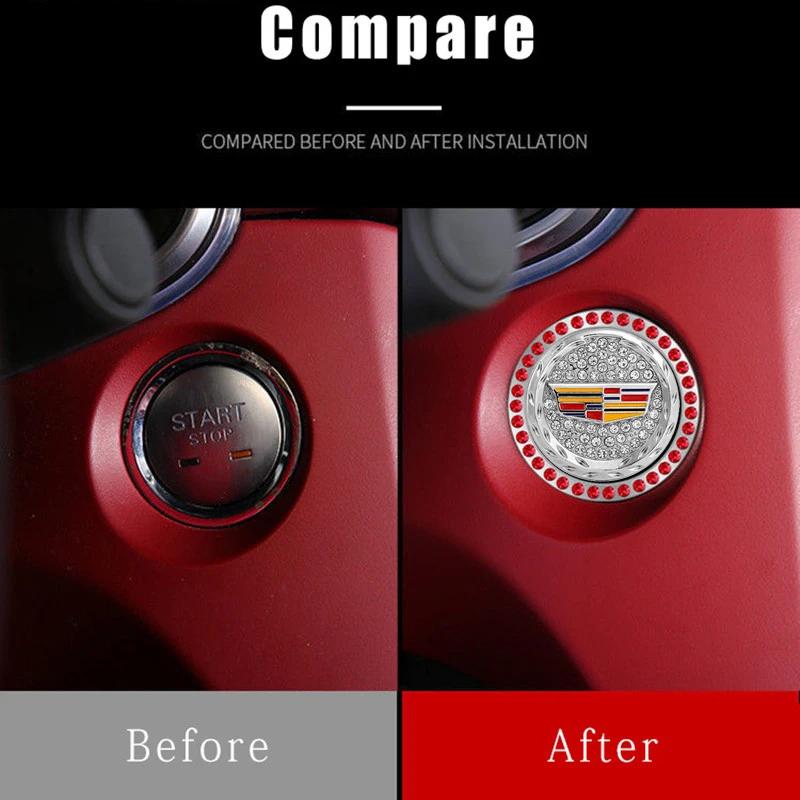 Diamond Car One-Click Start Stop Button Sticker Decorative Ring for Cadillac ATS BLS CT4 CTS SRX XT5 XT6 XTS Escalade Deville