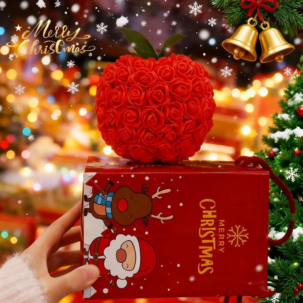 New Year's Eve Santa Claus Everlasting Flower & Peace Apple Gift Box Set for Kids