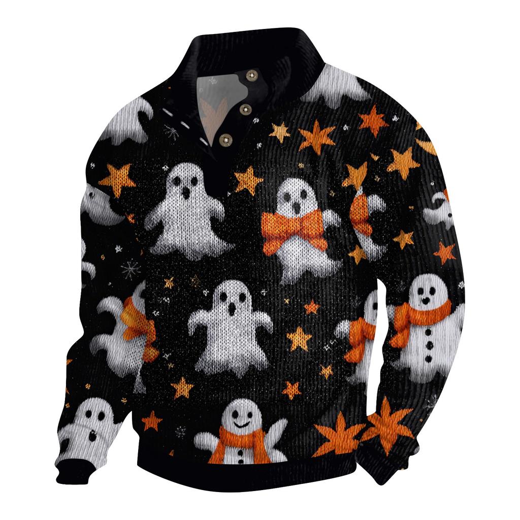 Men's Halloween Printed Corduroy Button Shirt