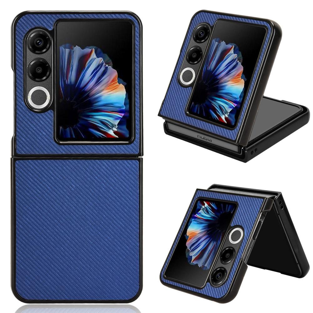 

Для ZTE nubia Flip2 5G Чохол Текстура карбонового волокна Протиударний PU+PC Чохол для телефону Blue
