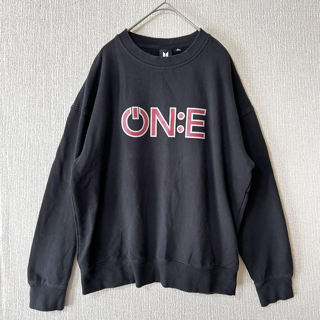 

[USED] BTS ON:E / Logo Print Black Sweatshirt, Brushed Lining, Size M