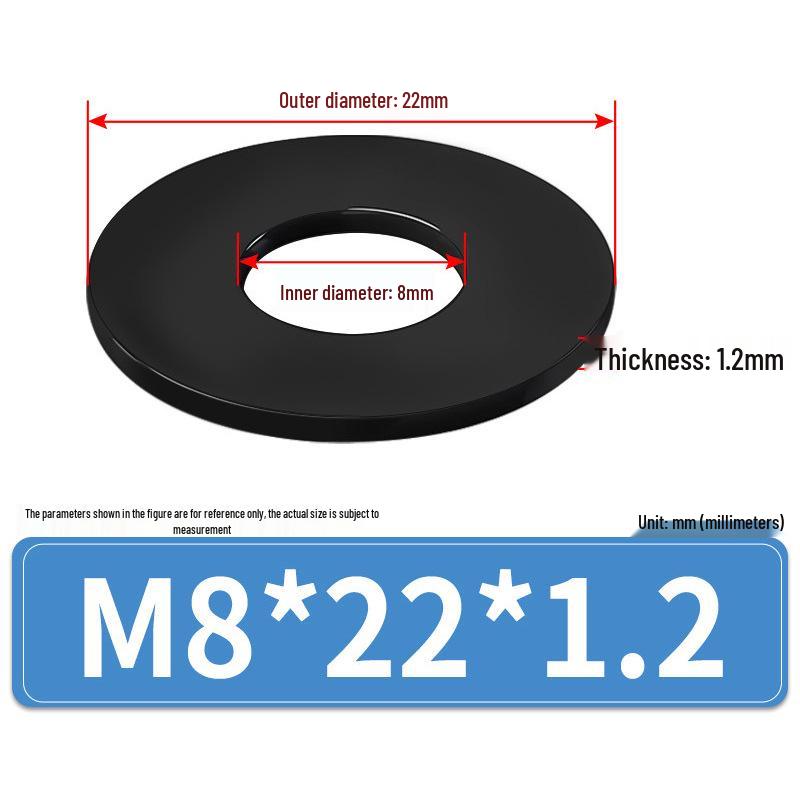 8.8 Grade Black Hardened High-Strength Oversized Flat Metal Spacer Washer (M2-M8)
