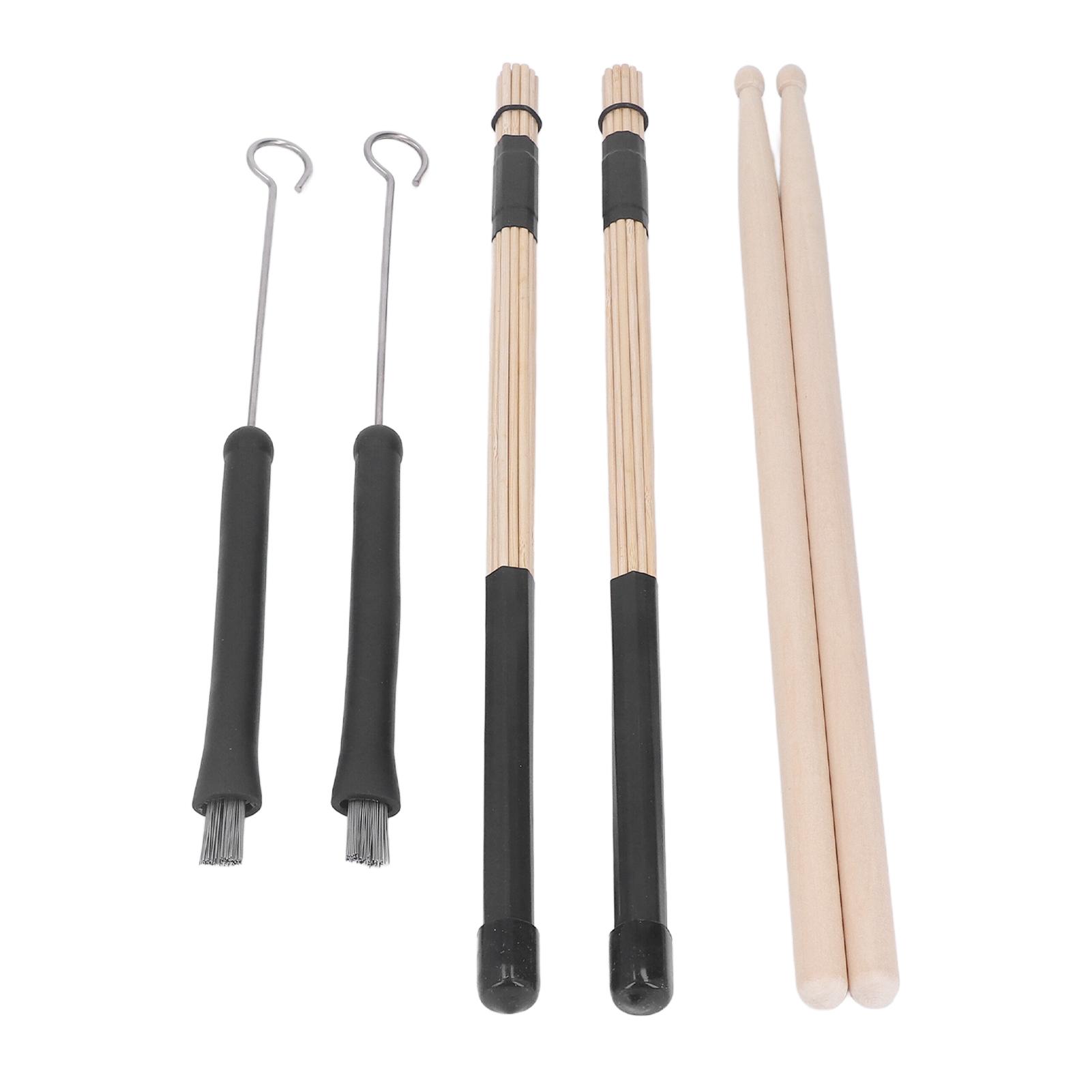 

Drumstick Brush Set 5A Wooden Drumsticks Metal Retractable Wire Brushes with Wrenches