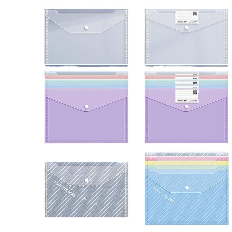 Transparent A4 File Bag, Large Capacity Snap Button, Test Paper & Document Storage for Students