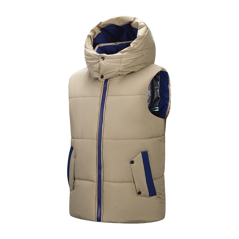 Thick Outdoor Casual Sports Vest for Autumn and Winter, Men's Slim Fit Hooded Vest with Plush and Thick Shoulder