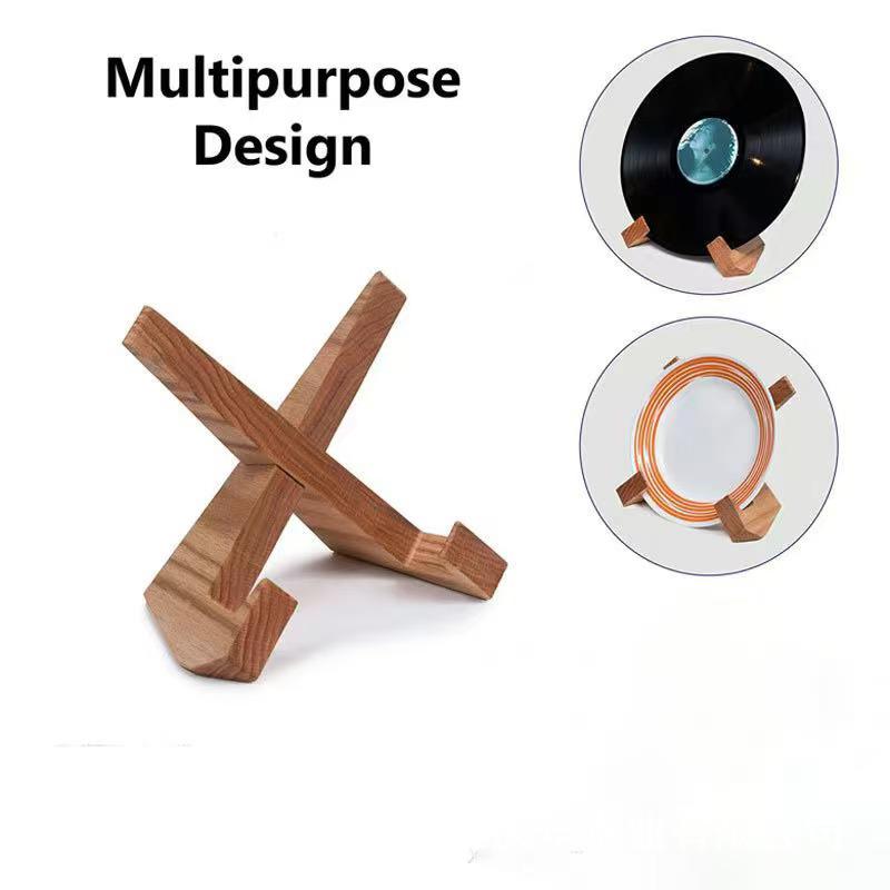 In-Stock Wooden CD and Vinyl Display Rack - Convenient Desktop Storage and Recipe Holder