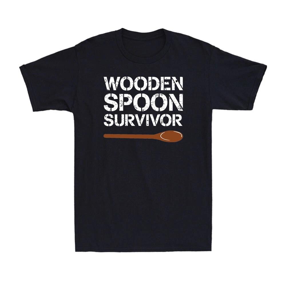 Wooden Spoon Survivor Funny Childhood Motif Saying Humor Vintage Men s T-Shirt L