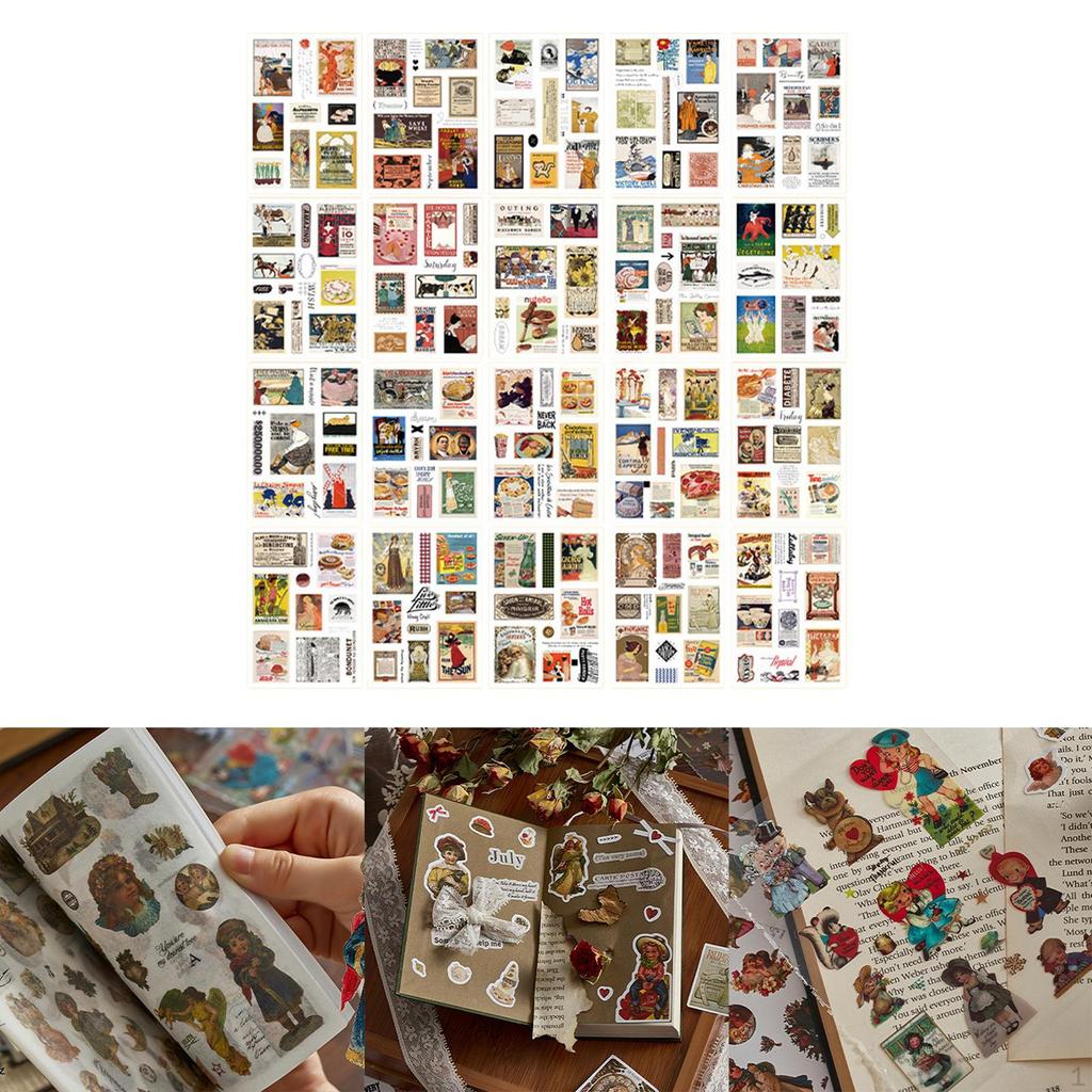 20 Pieces Planner Stickers Decals Decorative Retro Design DIY Diary Scrapbooking