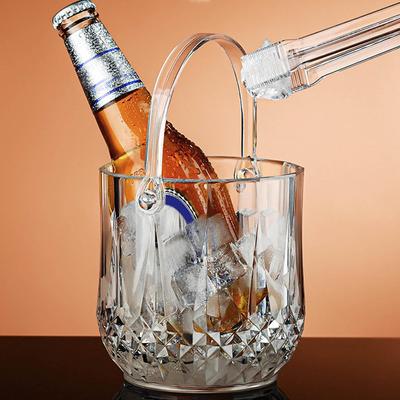 Champagne Bucket with Handle Ice Tong Wine Cooler Bucket Clear Ice Buckets for Parties Portable Wine Chiller Bucket