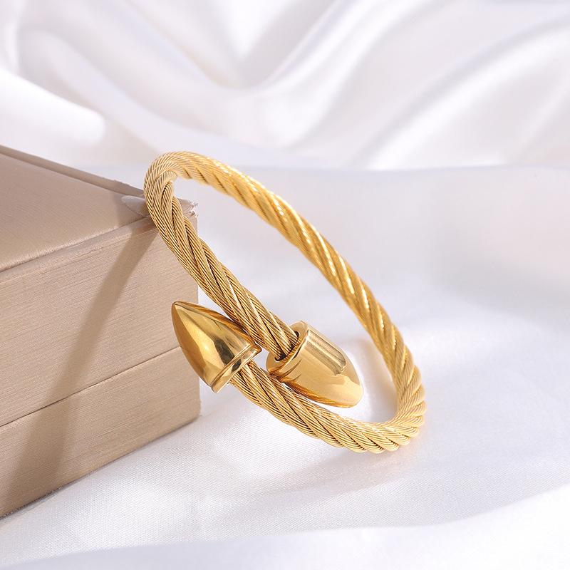 Steel Wire Bullet Girls' High-end European and American Simple Open Bracelet