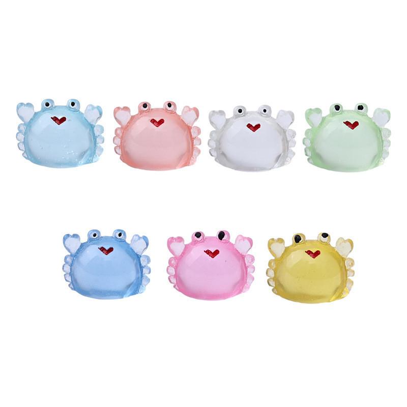 

10 шт./лот разноцветные мини светящиеся миниатюры животных-крабов светящиеся в темноте украшения садовые украшения микропейзаж 1.1x1.6cm разноцветный