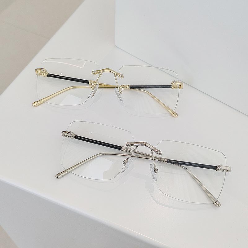 Frameless Diamond-Cut Men's Retro Anti-Blue Light Reading Glasses for Middle-Aged & Elderly.